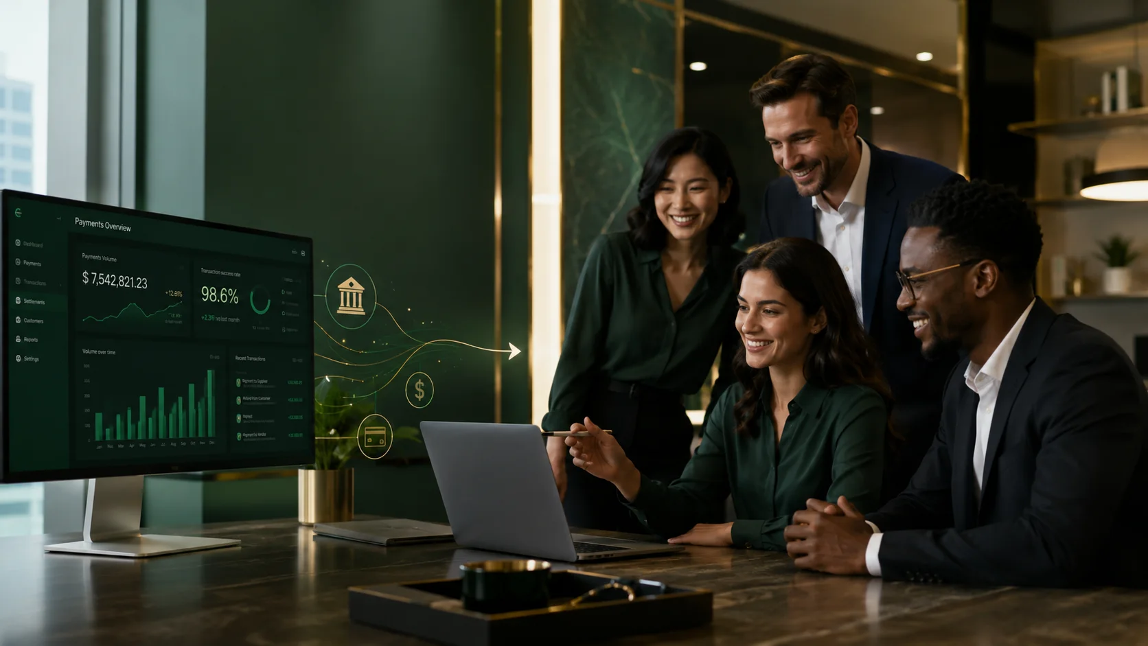 Payment operations team reviewing a live payment dashboard